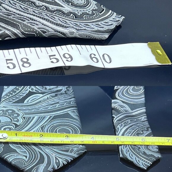 DONALD J TRUMP Black Paisley Silk Tie HANDMADE 60.5” - Picture 4 of 6